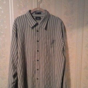 HAGGAR MENS BLUE STRIPE DRESS SHIRT